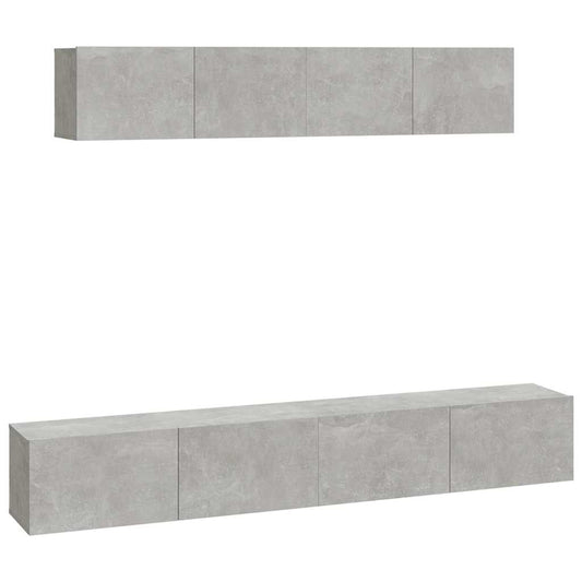 vidaXL 4 Piece TV Cabinet Set Concrete Grey Engineered Wood 2