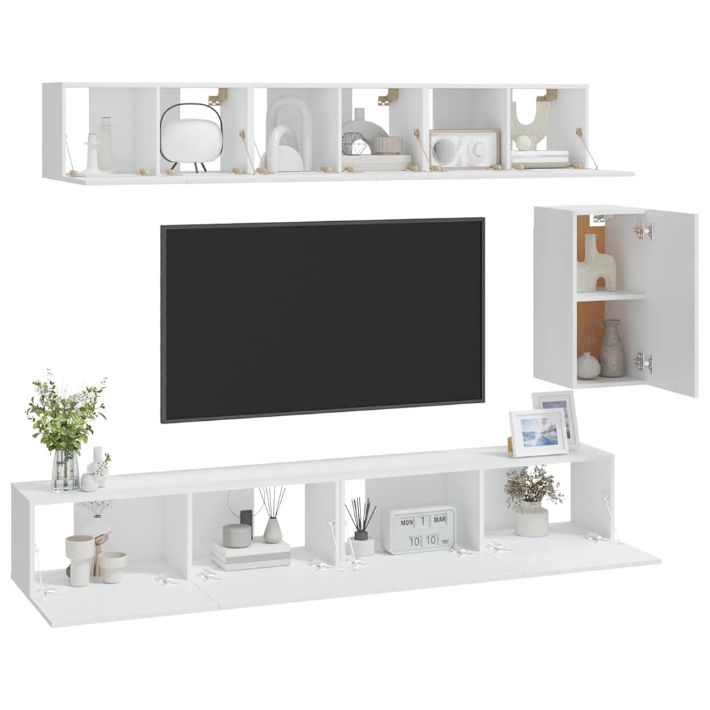 vidaXL 6 Piece TV Cabinet Set White Engineered Wood 6