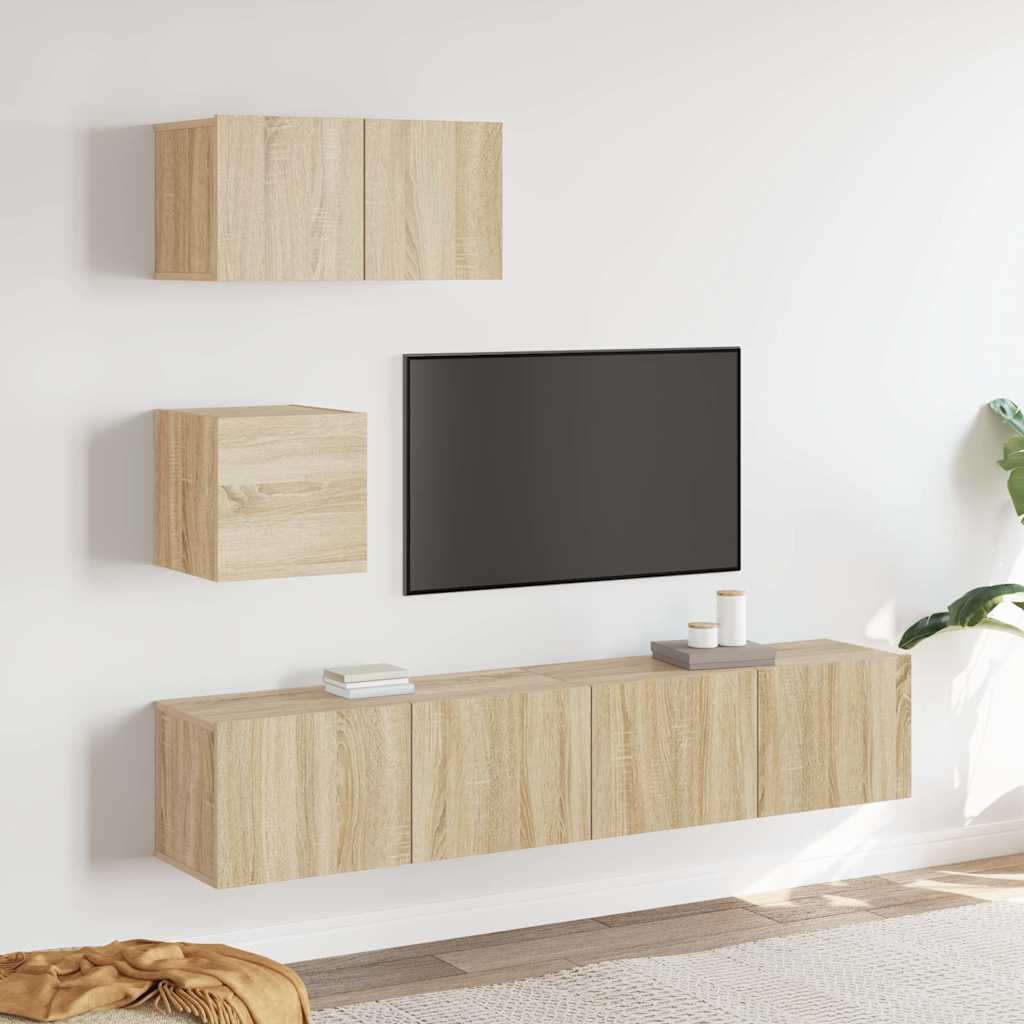 4 Piece TV Cabinet Set Engineered Wood Width 60/80 cm Sonoma oak