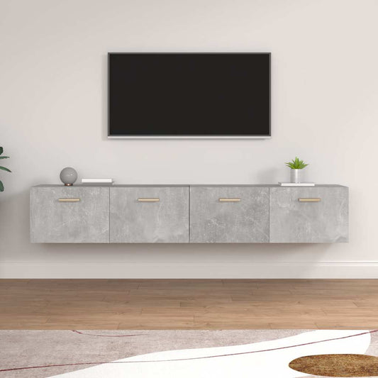 Wall Cabinets 2 pcs 60x36.5x35 cm Engineered Wood Concrete grey 100 cm