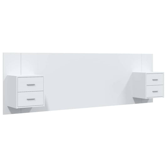 vidaXL Bed Headboard with Cabinets White Engineered Wood 2