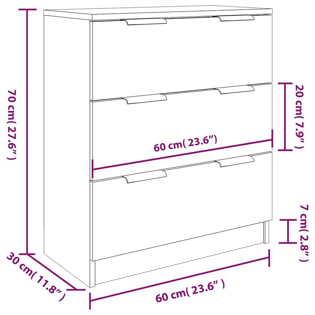 vidaXL 3 Piece Sideboards White Engineered Wood 6