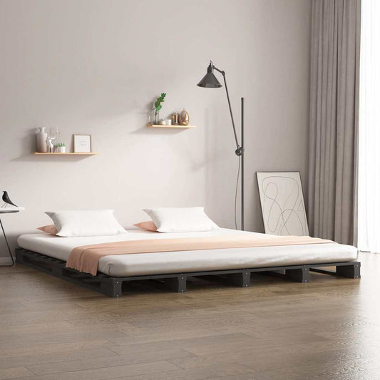 Pallet Bed without Mattress Solid Wood Length 190 cm Grey 120 cm