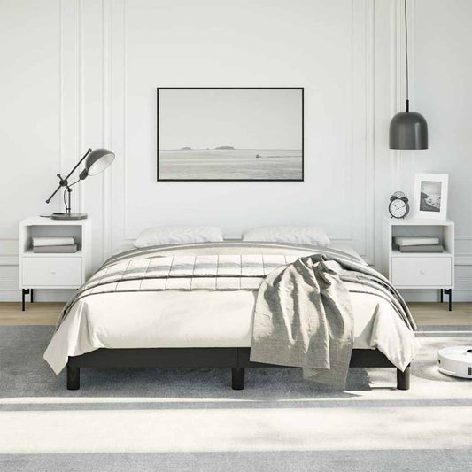Bed Frame without Mattress 100x203cm Faux Leather Black Double Size 25 cm