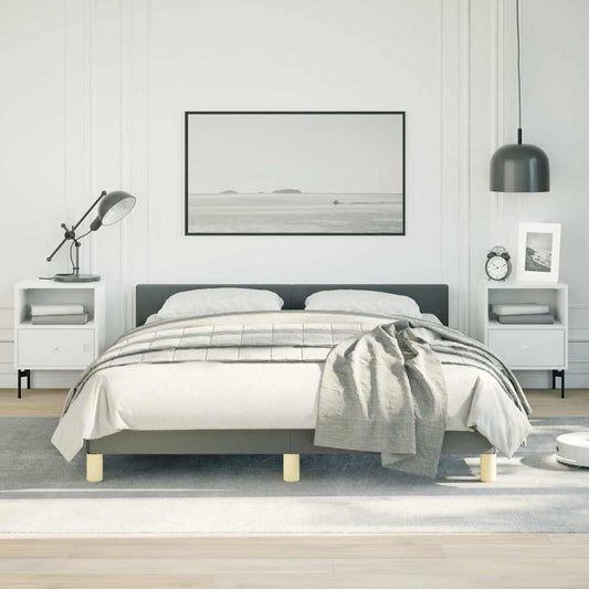 Bed Frame without Mattress Fabric Dark grey Double Size