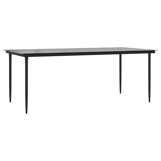 vidaXL Garden Dining Table Black 200x100x74cm Steel and Tempered Glass 2