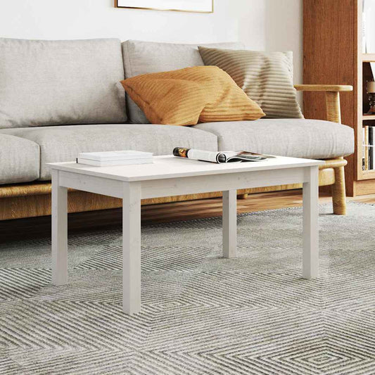 Coffee Table Solid Wood Pine Height 40 cm White 80 cm 50 cm
