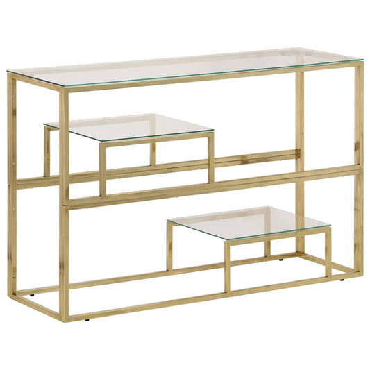 Console Table Stainless Steel and Tempered Gold