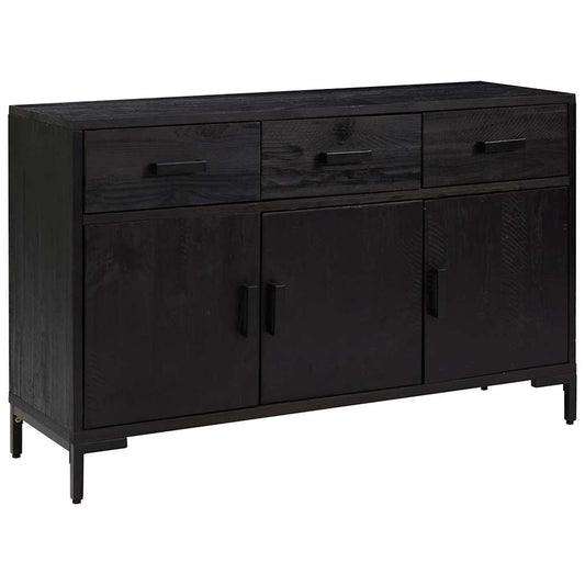 vidaXL Sideboard Black 110x35x70 cm Solid Pinewood 2