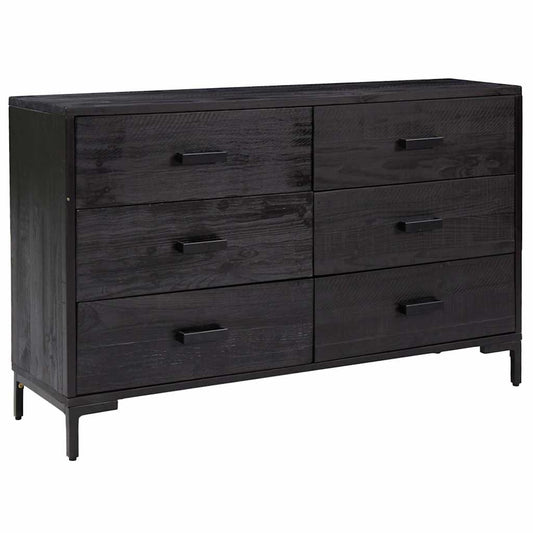 vidaXL Sideboard Black 110x35x70 cm Solid Pinewood 2