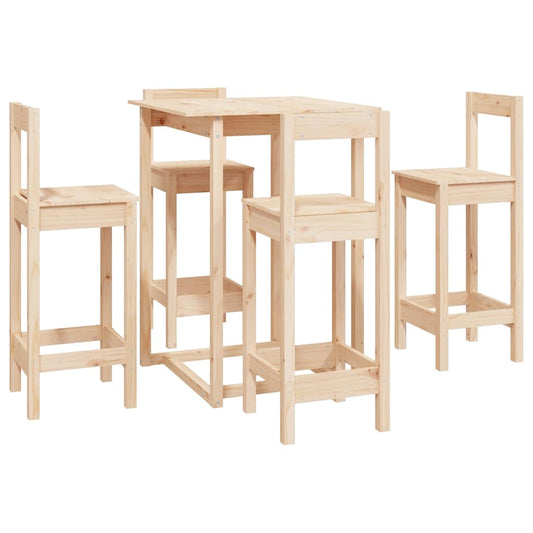 vidaXL 5 Piece Bar Set Solid Wood Pine 2
