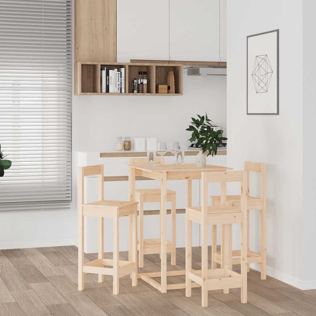 vidaXL 5 Piece Bar Set Solid Wood Pine 6