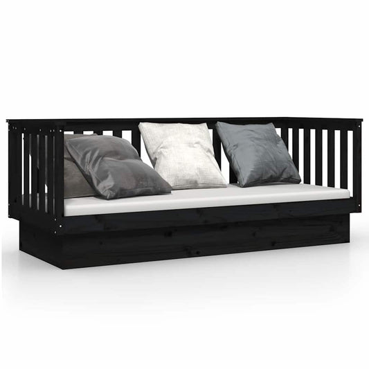Day Bed without Mattress Solid Wood Pine Black