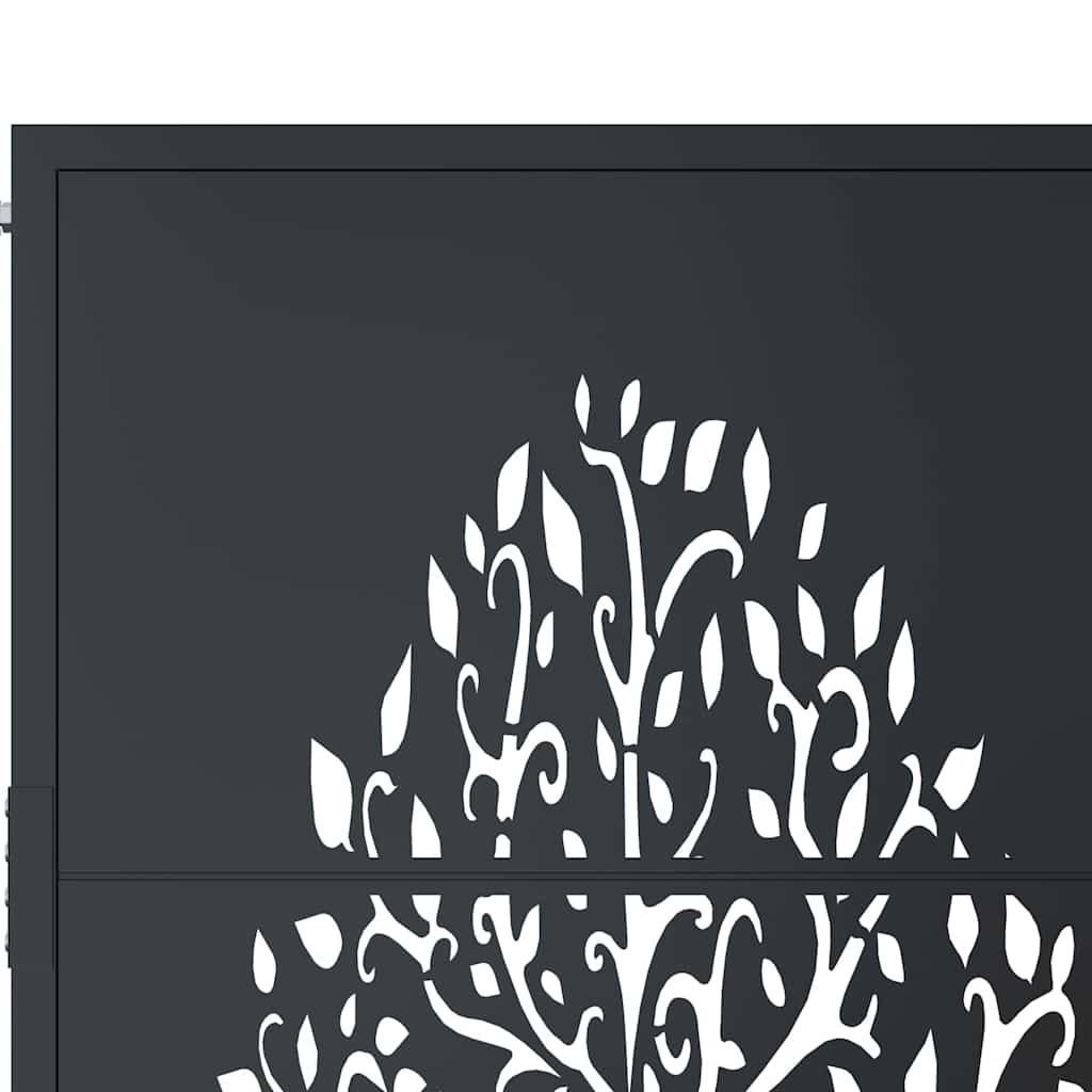 vidaXL Garden Gate Anthracite 100x150 cm Steel Tree Design 6