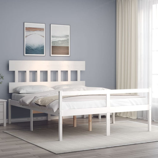 Senior Bed without Mattress Solid Wood High Length 200 cm White 160 cm