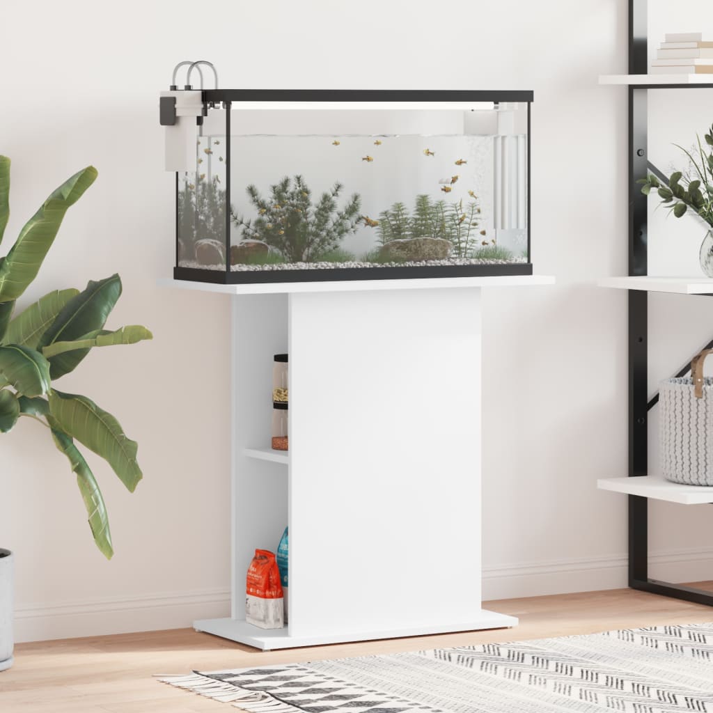 Aquarium Stand 60,5x36x72,5 cm Engineered Wood White 75 cm