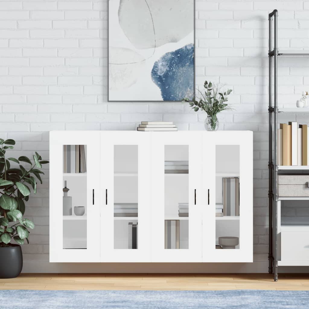 Wall Mounted Cabinets 2 pcs Engineered Wood Groove Black White