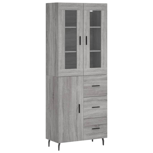 Highboard 69,5x34x180 cm Engineered Wood 1 door 3 drawers Grey sonoma