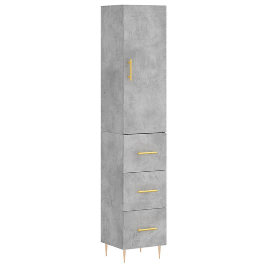 Highboard 34.5x34x180 cm Engineered Wood 3 Drawers Concrete grey