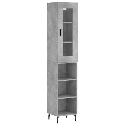 Highboard 34.5x34x180 cm Engineered Wood 3 Shelves Concrete grey