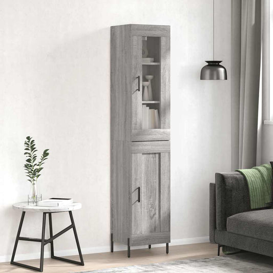 Highboard 34.5x34x180 cm Engineered Wood 1 Wood Door Grey sonoma