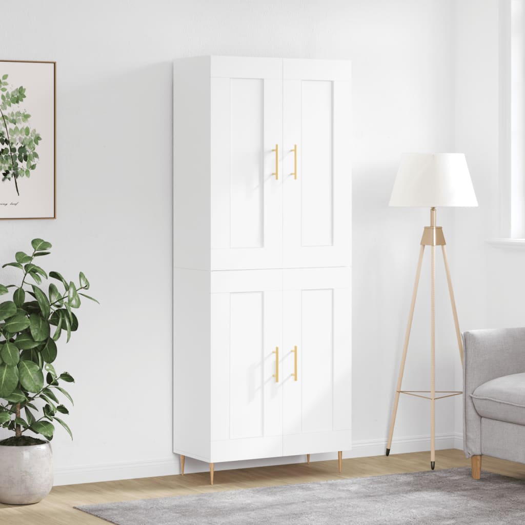 Highboard 69.5x34x180 cm Engineered Wood 2 Wood Doors White