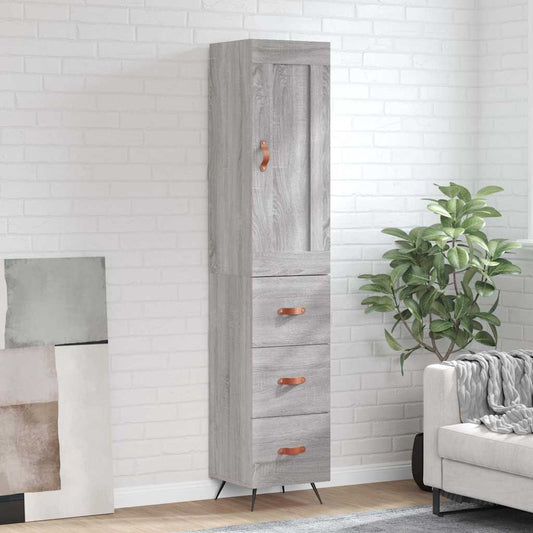Highboard 34.5x34x180 cm Engineered Wood 3 Drawers Grey sonoma