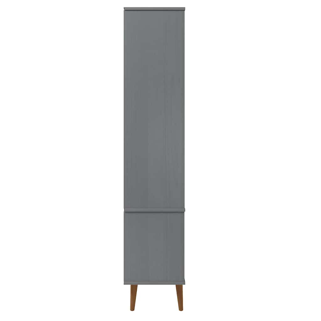 vidaXL Vitrine Cabinet "MOLDE" Grey 90x35x175 cm Solid Wood Pine 6