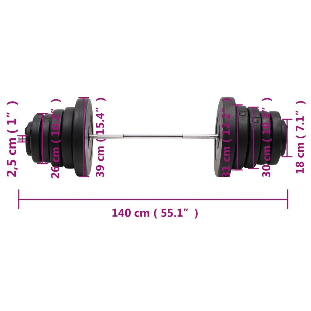 vidaXL Barbell with Plates 90 kg 6