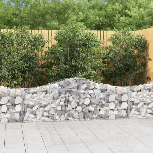 Arched Gabion Baskets Galvanised Iron 14 pcs 200 x 30 x 60/80 cm