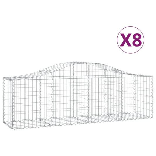 vidaXL Arched Gabion Baskets 8 pcs 200x50x60/80 cm Galvanised Iron 2