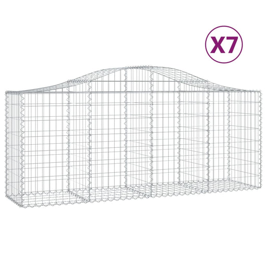 vidaXL Arched Gabion Baskets 7 pcs 200x50x80/100 cm Galvanised Iron 2
