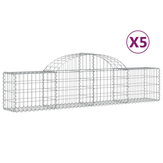 vidaXL Arched Gabion Baskets 5 pcs 200x30x40/60 cm Galvanised Iron 2