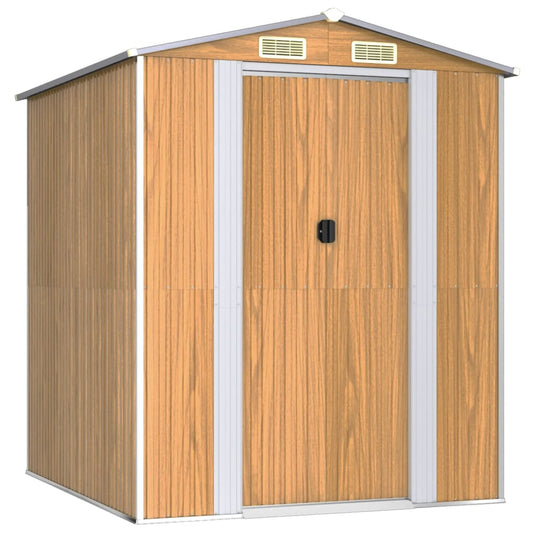 vidaXL Garden Shed Light Brown 192x191x223 cm Galvanised Steel 2