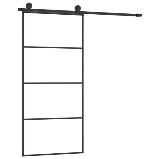 vidaXL Sliding Door with Hardware Set 90x205 cm ESG Glass&Aluminium 2