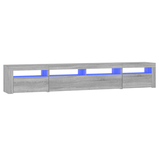 vidaXL TV Cabinet with LED Lights Grey Sonoma 240x35x40 cm 2