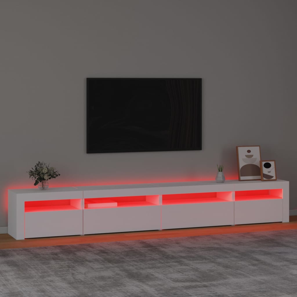 TV Cabinet with LED Lights 270x35x40 cm White 270 cm