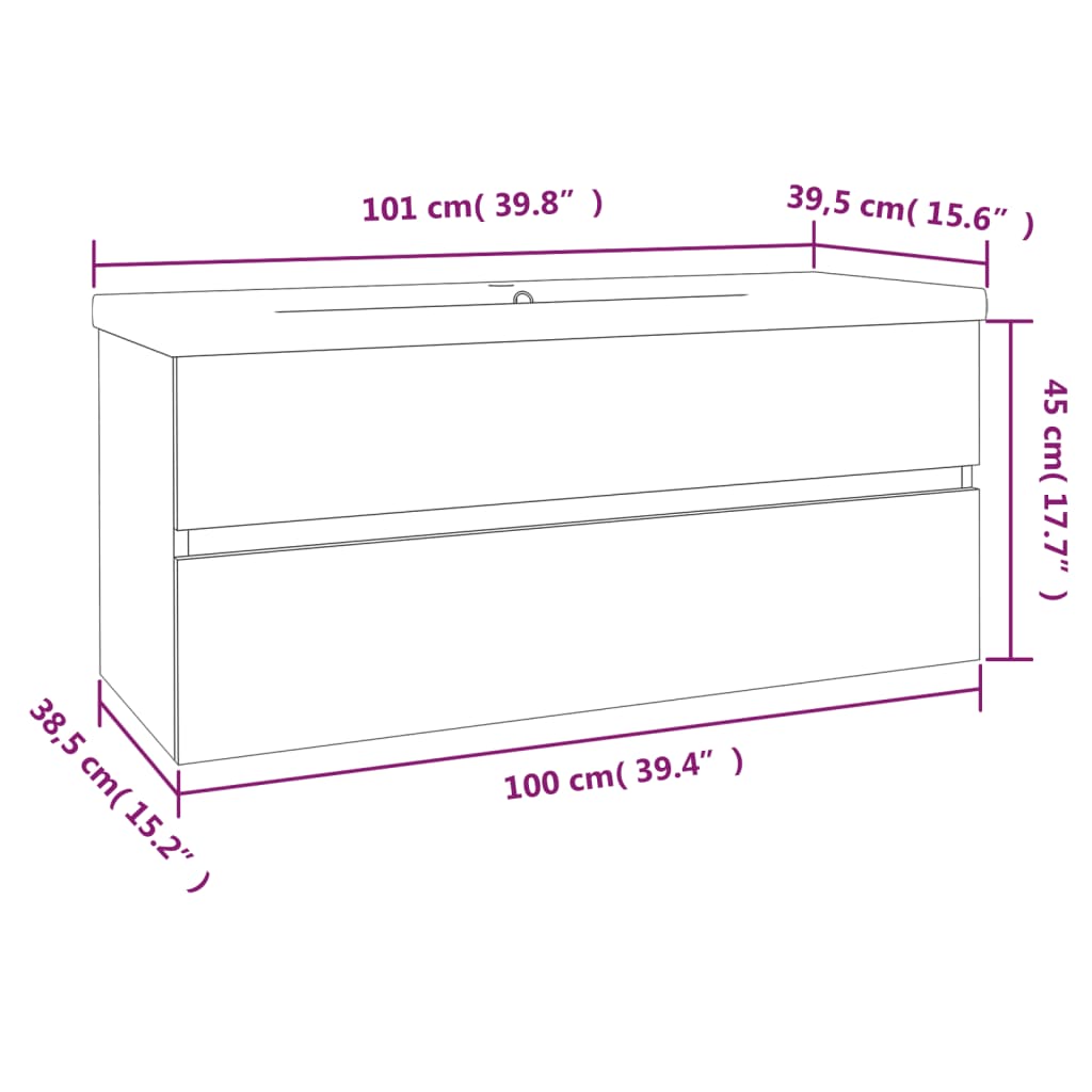 vidaXL Sink Cabinet with Built-in Basin Smoked Oak Engineered Wood 6