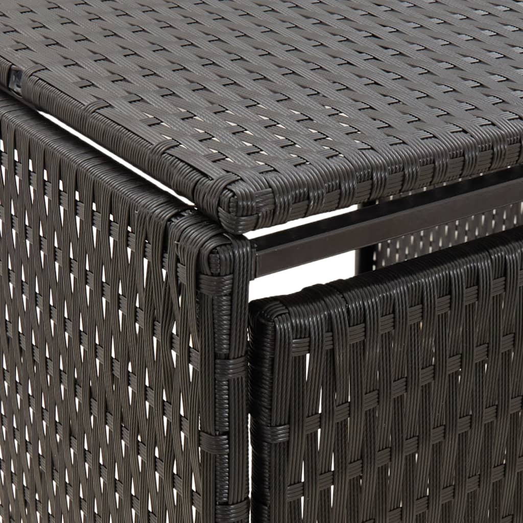 vidaXL Quadruple Wheelie Bin Shed Black 274x80x117 cm Poly Rattan 6