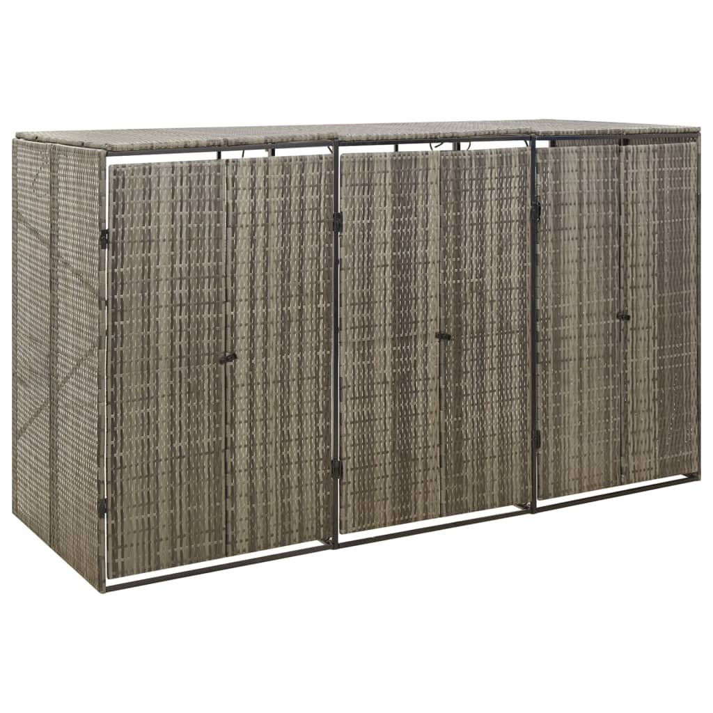 vidaXL Single Wheelie Bin Shed 70x80x117 cm Poly Rattan