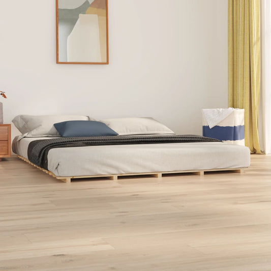 Bed Frame without Mattress Solid Wood Pine Length 200 cm Natural 160 cm