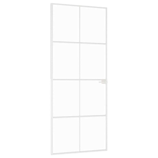 vidaXL Interior Door White 83x201,5 cm Tempered Glass&Aluminium Slim 2