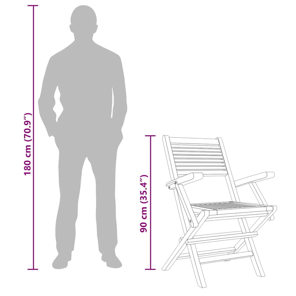 vidaXL Folding Chairs 6 pcs 55x62x90 cm Solid Wood Teak 6