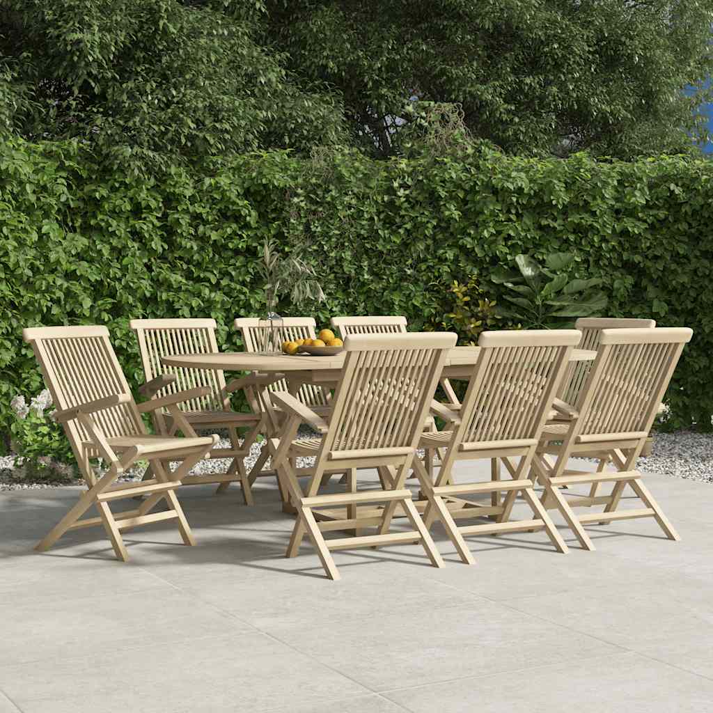vidaXL Folding Chairs Grey 56x61x89 cm Solid Wood Teak