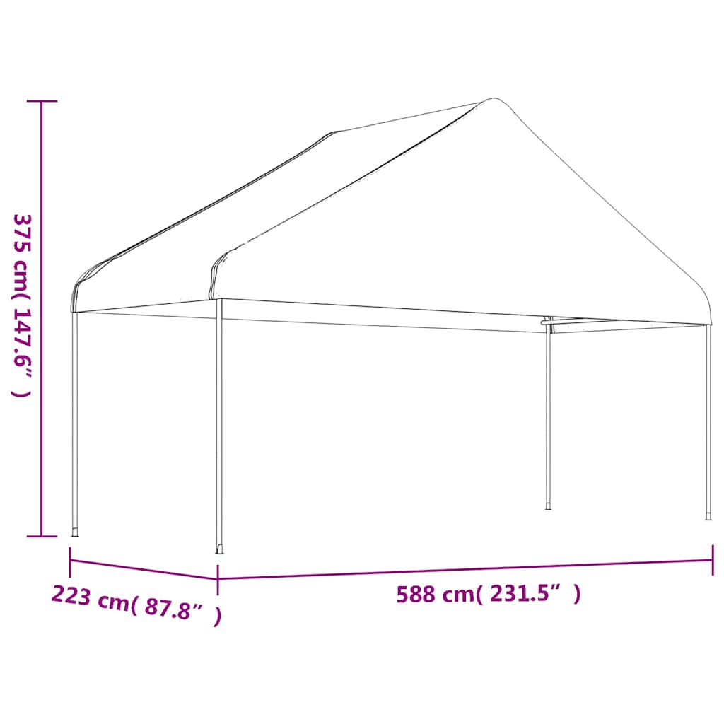 vidaXL Gazebo with Roof White 4,46x5,88x3,75 m Polyethylene 6
