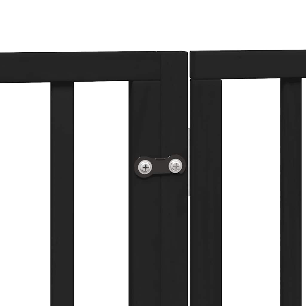 vidaXL Dog Gate with Door Foldable 15 Panels Black 750 cm Poplar Wood 6