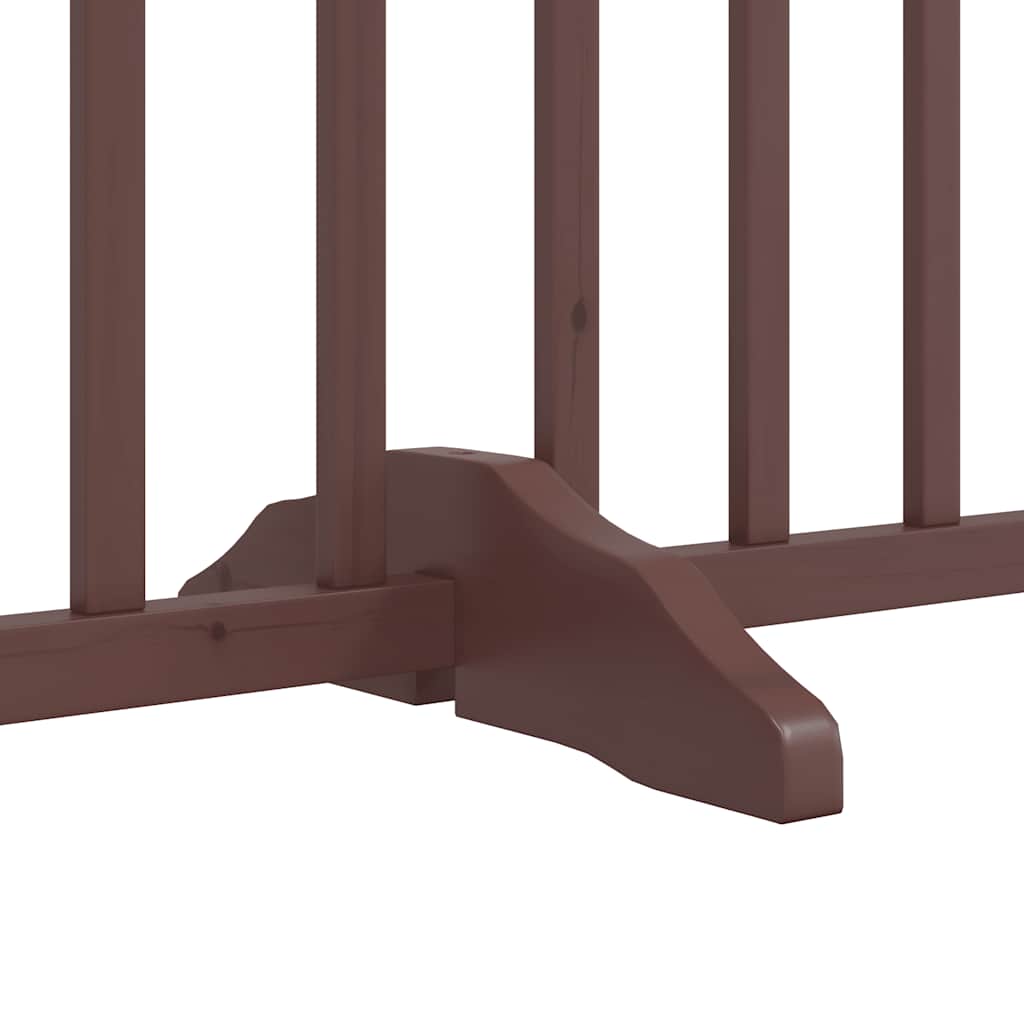 vidaXL Dog Gate with Door Foldable 12 Panels Brown 960 cm Poplar Wood 6