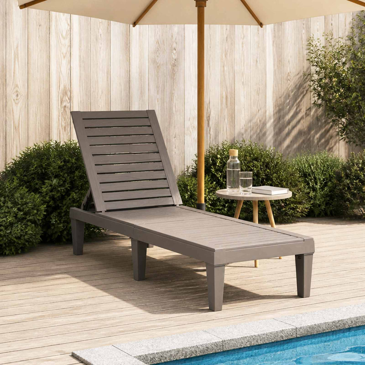 Sun Lounger 155x58x83 cm Polypropylene Light brown 1
