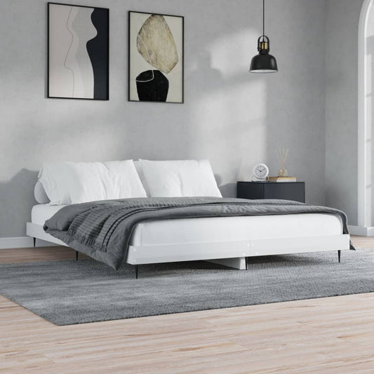 Bed Frame without Mattress Length 200 cm High Gloss White 120 cm