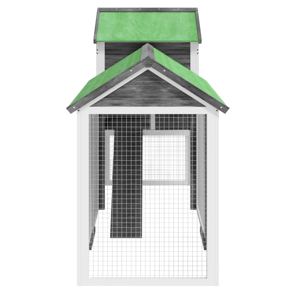 vidaXL Chicken Coop Grey 193x65x117 cm Solid Wood Pine 6